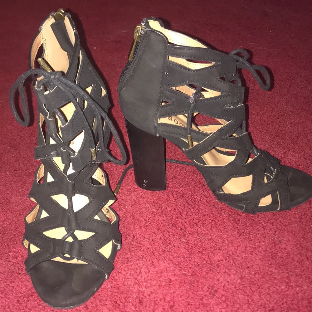 Black lace up heels